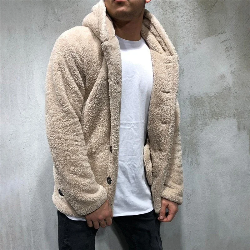 Luxury men's Sweater warm hooded sweater coat jacket Men's Autumn Winter Casual Loose Double-sided Plush men's sweater Coat Top