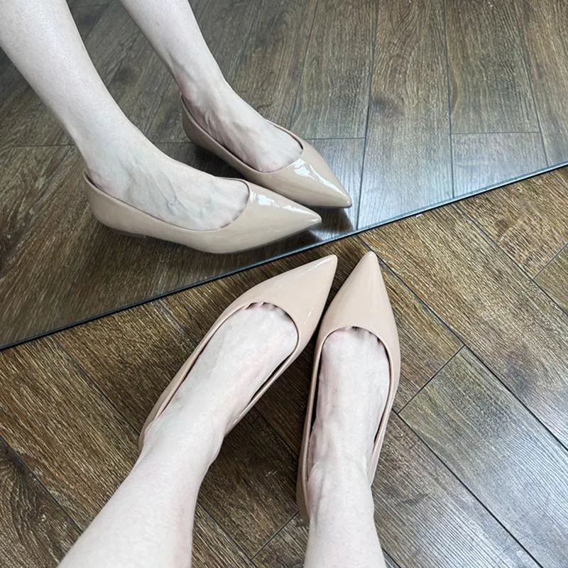 Breakj Breakj And Autumn French Nude Color In High-Heeled Shoes Women's Light Shoes One-Legged Tip Fashion Single Shoes Commuter Women's Shoes