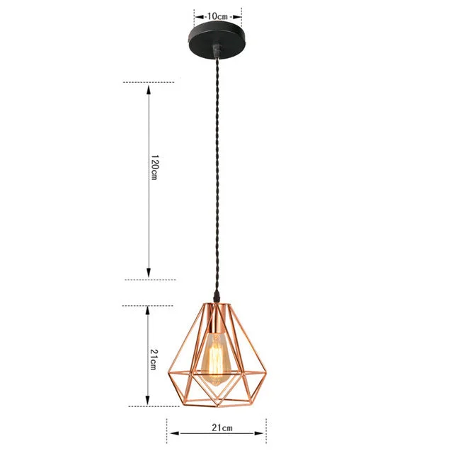 Modern Plating Metal Cage Pendant Lamp,Vintage Plating Rose Gold Birdcage Creative Hanging Lamp For Restaurant Living Room
