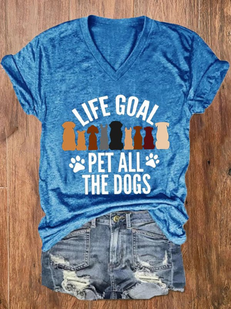 Funny Dogs And Letters Print Short Sleeve T Shirt