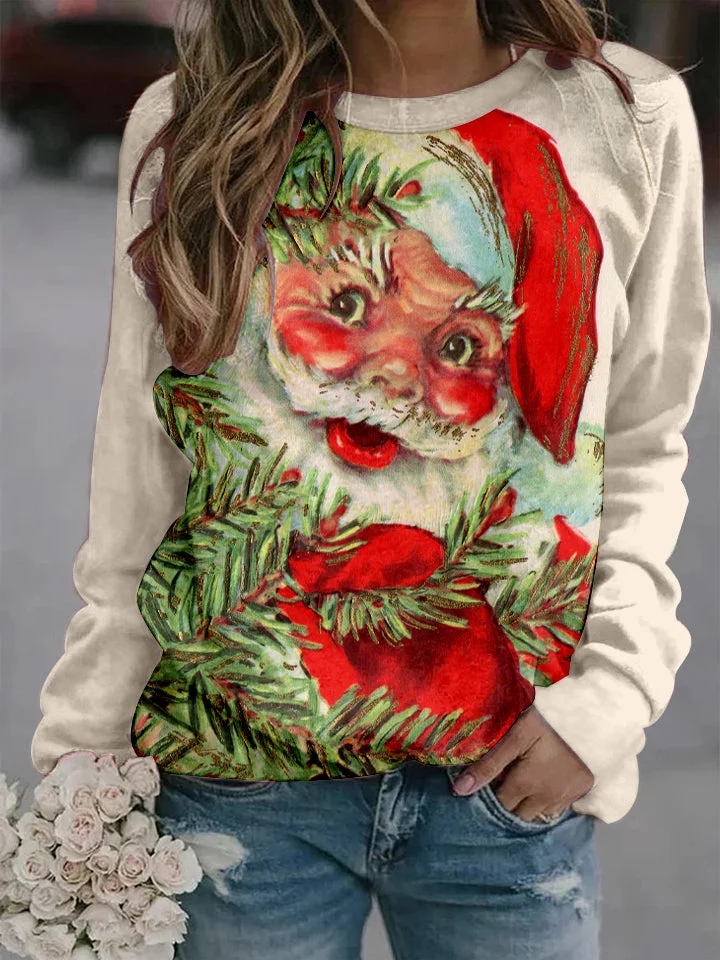 Christmas Santa Fun Print Casual Sweatshirt