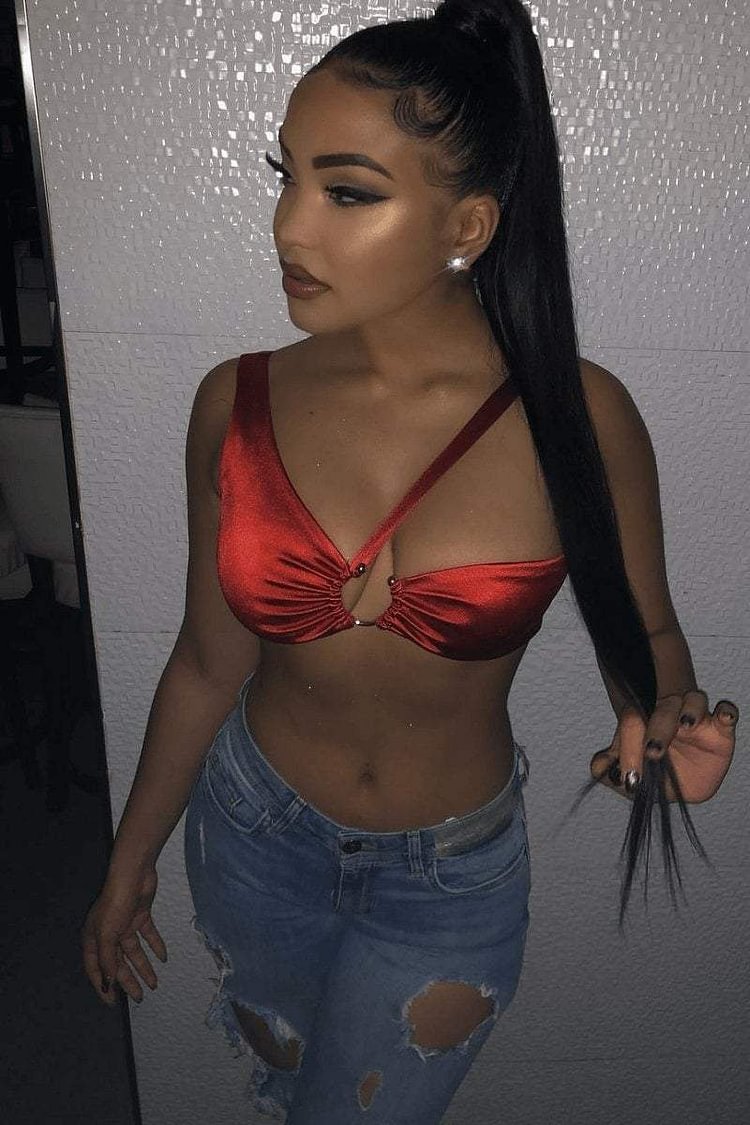 Burnt Orange Satin Cross Body Bralette Katch Me