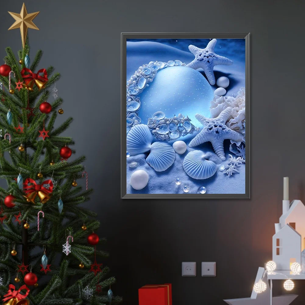 Diamond Painting - Full Round Drill - Coastal Blue Shell(Canvas|30*40cm)