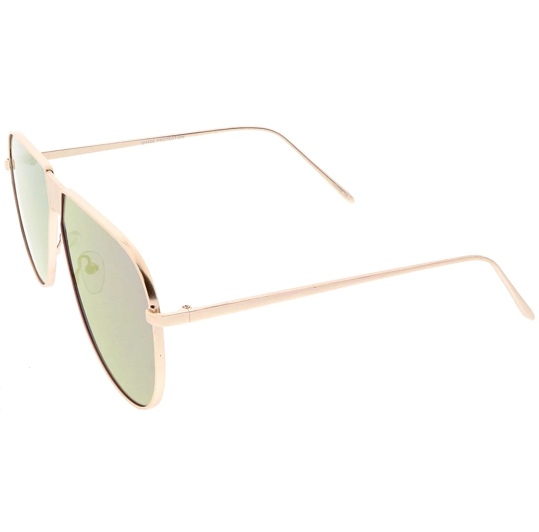Oversize Metal Aviator glasses With Color Mirror Flat Lens 61mm