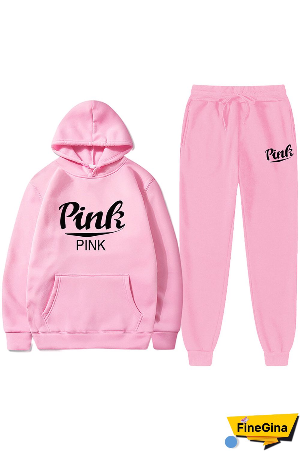 Black Casual Letter Print Basic Hooded Collar Long Sleeve Two Pieces