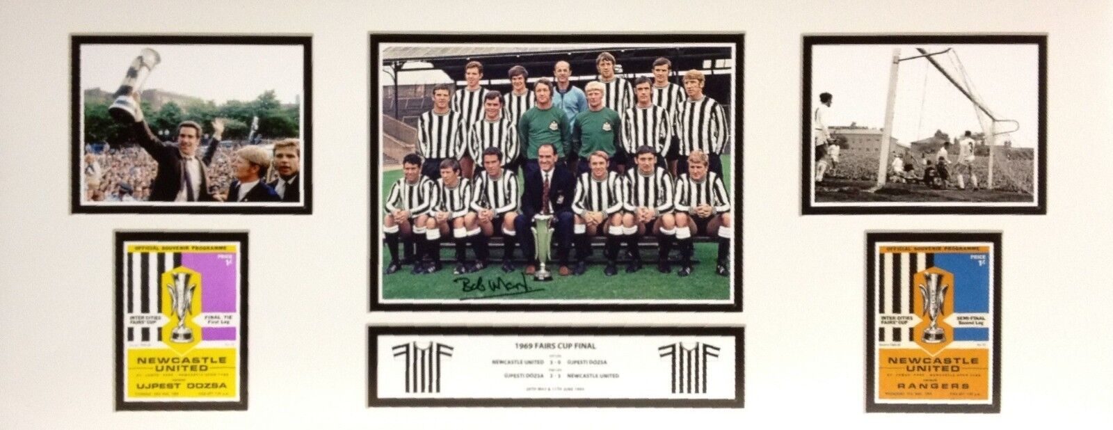 BOBBY MONCUR SIGNED 30x12 NEWCASTLE UNITED FAIRS CUP FOOTBALL Photo Poster painting PROOF & COA