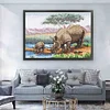 >SALE<Full Embroidery Eco-cotton Thread 11CT Printed Rhinoceros Cross Stitch 70x55cm