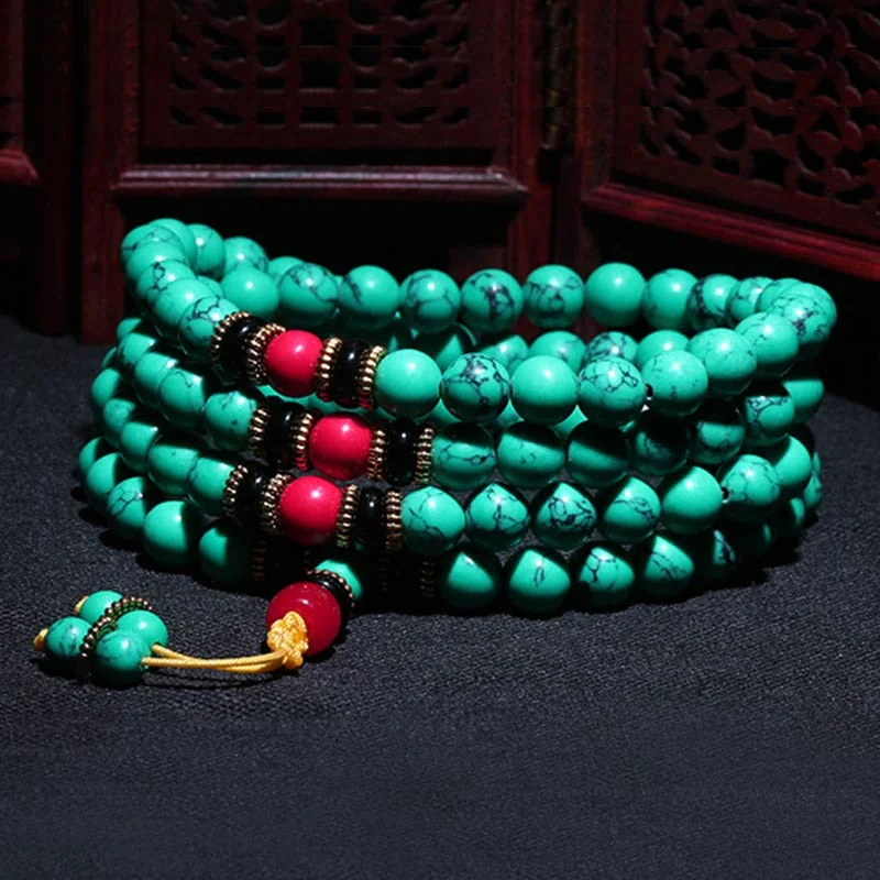 Tibetan Turquoise Healing Necklace Mala