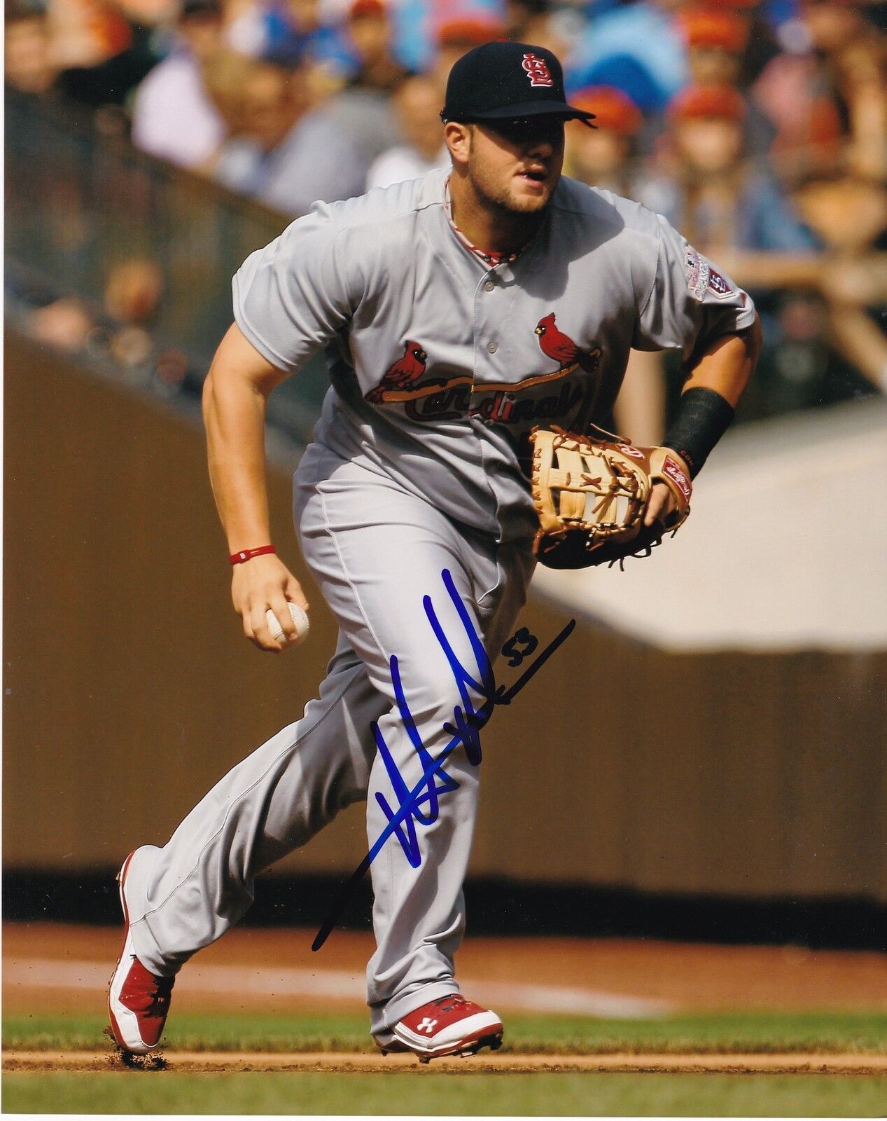 MATT ADAMS ST. LOUIS CARDINALS ACTION SIGNED 8x10