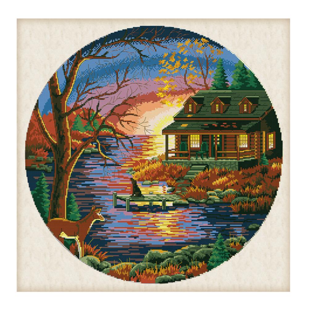 

Lakeside Homes - 11CT Stamped Cross Stitch - 59*59cm, 501 Original