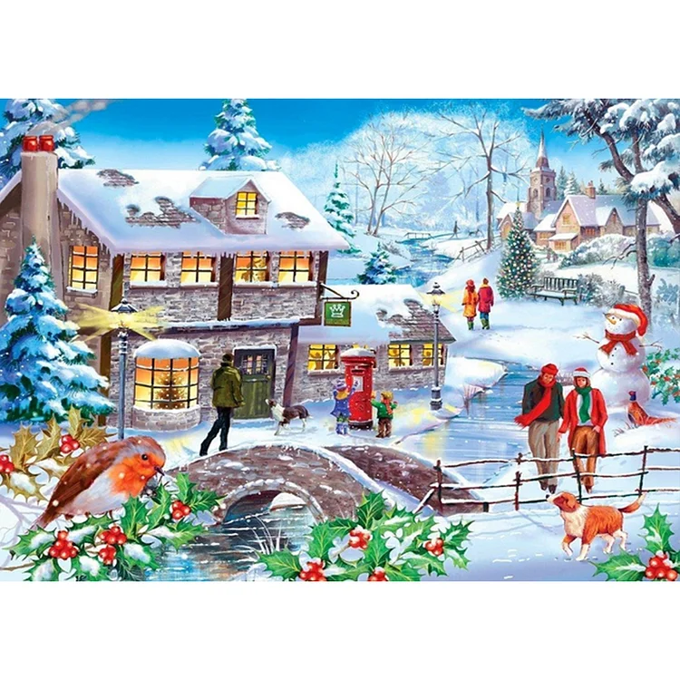 Christmas Village 40*30CM(Canvas) Full Round Drill Diamond Painting gbfke