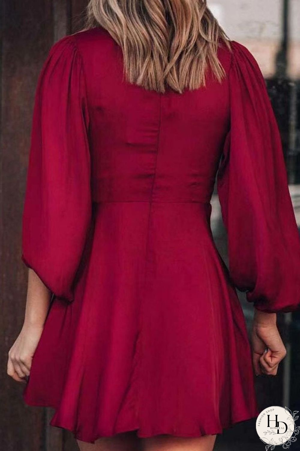 Fashion Sweet Solid V Neck A Line Mini Dresses(3 Colors)