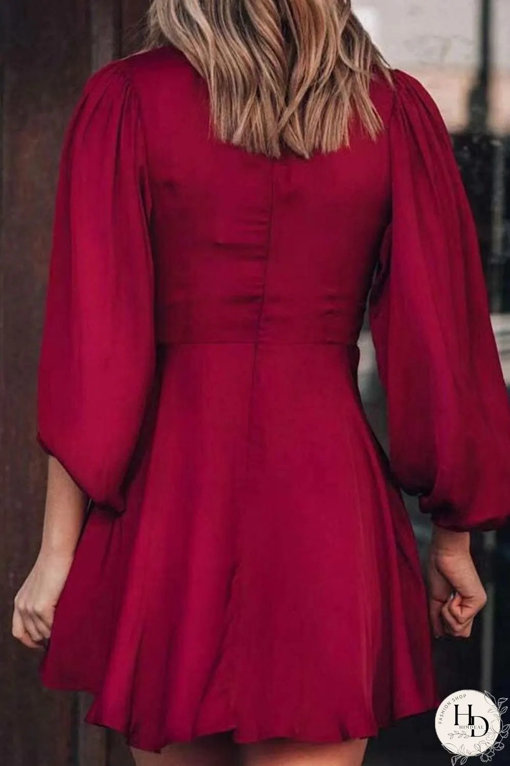 Fashion Sweet Solid V Neck A Line Mini Dresses(3 Colors)