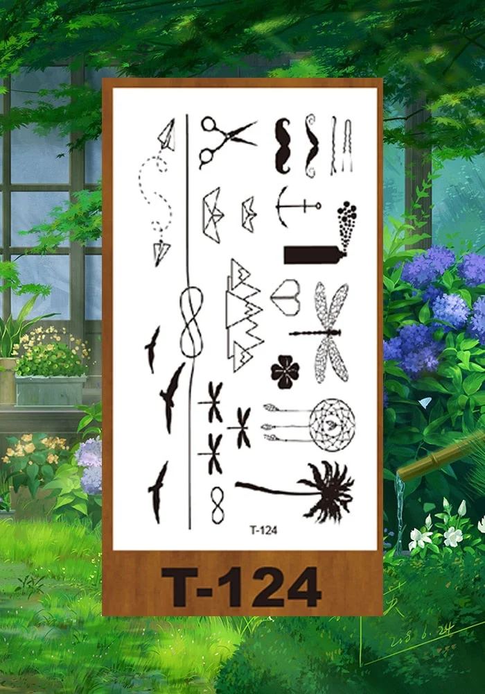 Drop Shipping Small Temporary Tattoo Sticker Plum Bird Geometric Figure Bow Moon Girl Kid Men Arm Abdomen Neck Ankles Art Tatoo