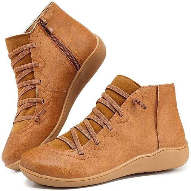 Women Waterproof Leather Vintage Boots