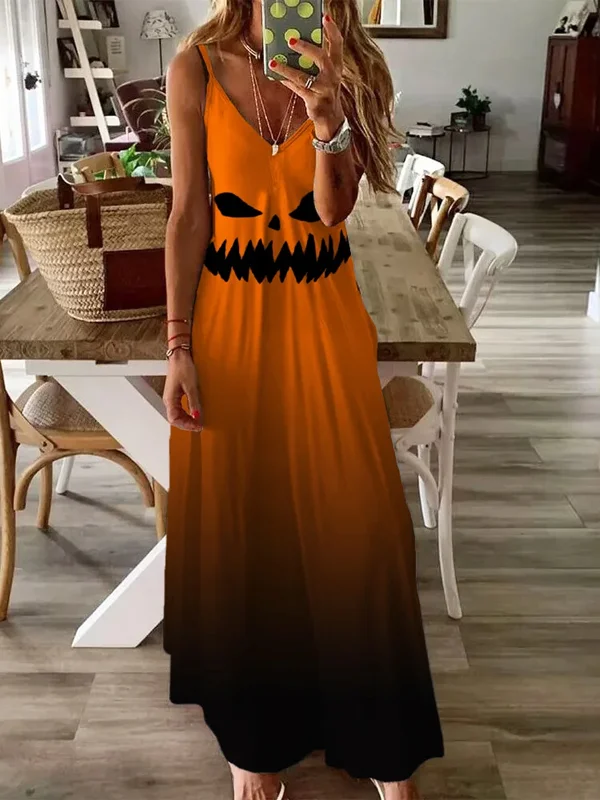 Halloween Horror Print Artistic Sling Dress