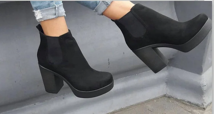 Custom Made Black Block Heel Chelsea Boots Vdcoo