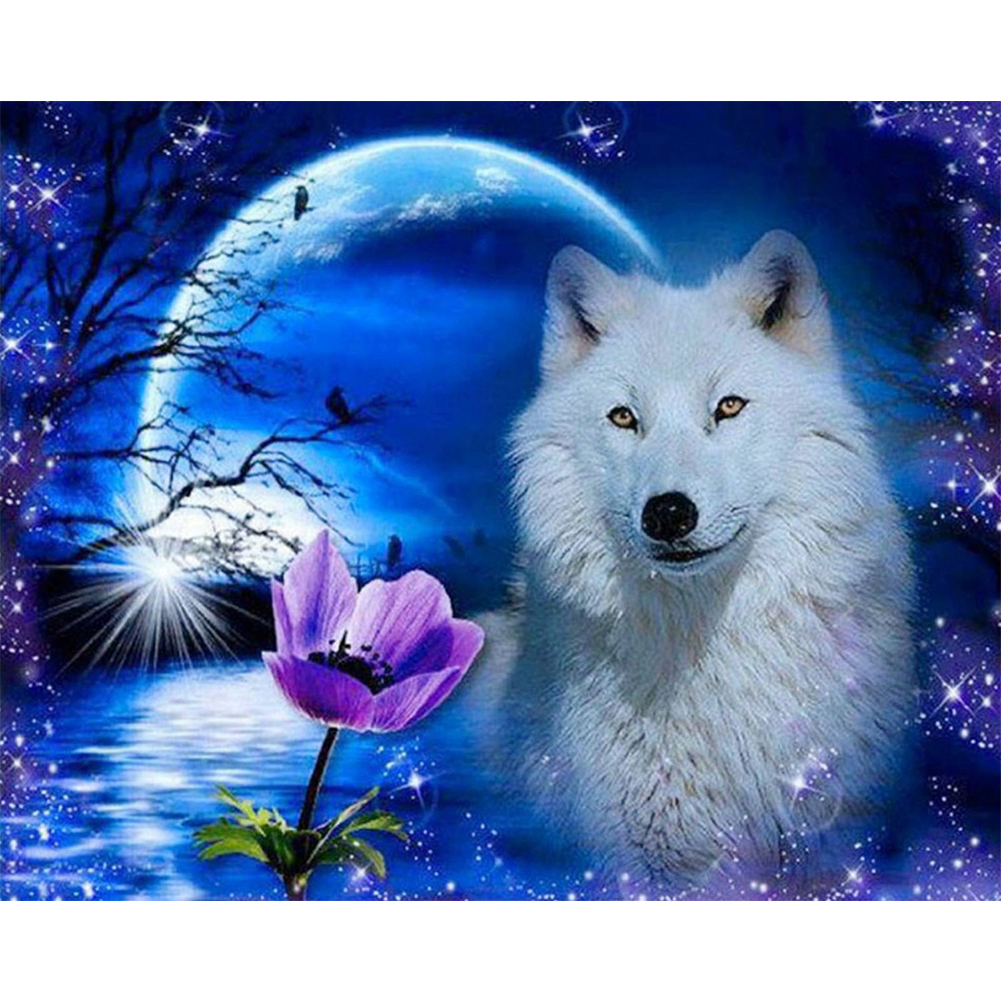 

Flower Wolf - 11CT Stamped Cross Stitch - 50*40CM, 501 Original