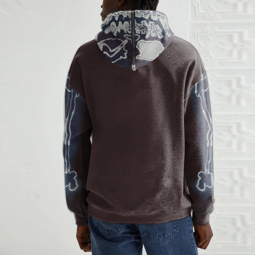 Street style personality skull print long-sleeved hoodie men