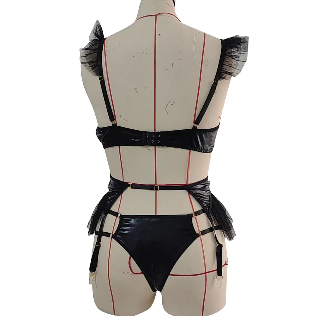 Churchf Sex Lingerie Sexy Lacquered Spliced Lingerie Split Suit