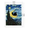 Van Gogh Monet Black Cat - 11CT Stamped Cross Stitch 40*53cm/15.75*20.87in