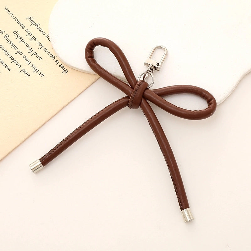 Basic Bow Knot Pu Leather Bag Pendant Mobile Phone Chain Keychain