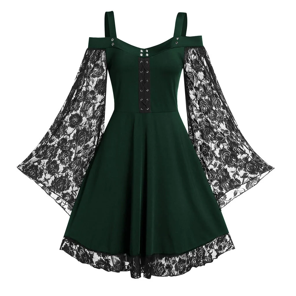 Women's Plus Size Dress Lace Sling Tube Top Gothic Retro Dress
