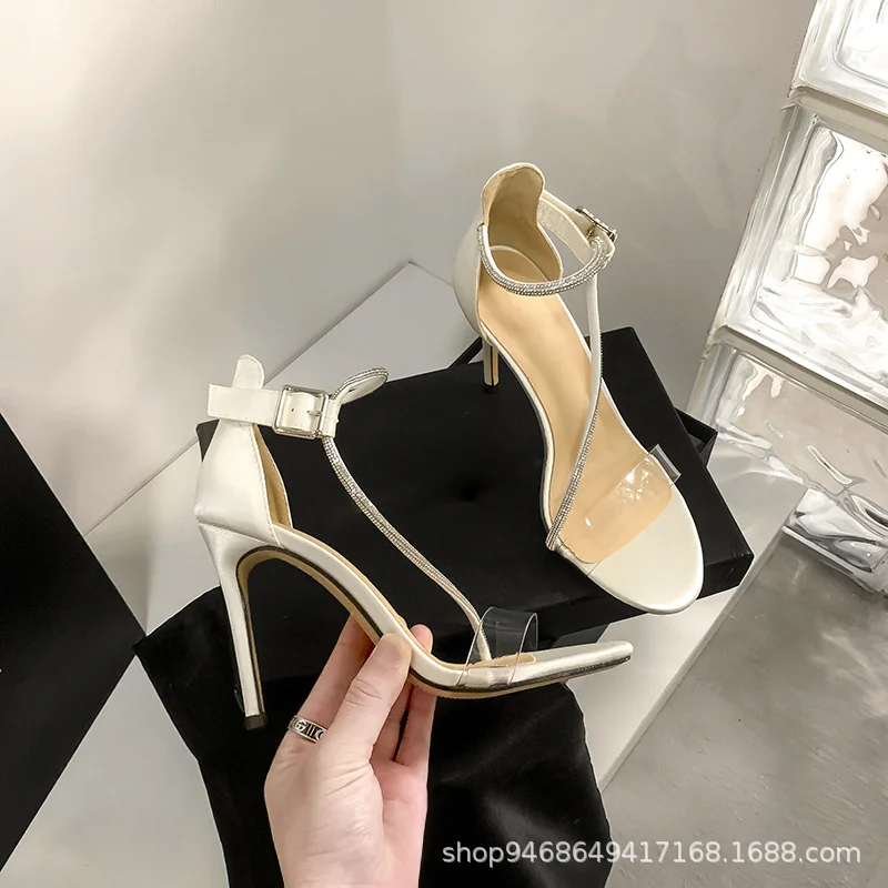 Breakj Breakj Sandals Women 2023 Summer Fairy Wind Thin Heel Toe With Transparent Water Drill High Heels Women's Shoes