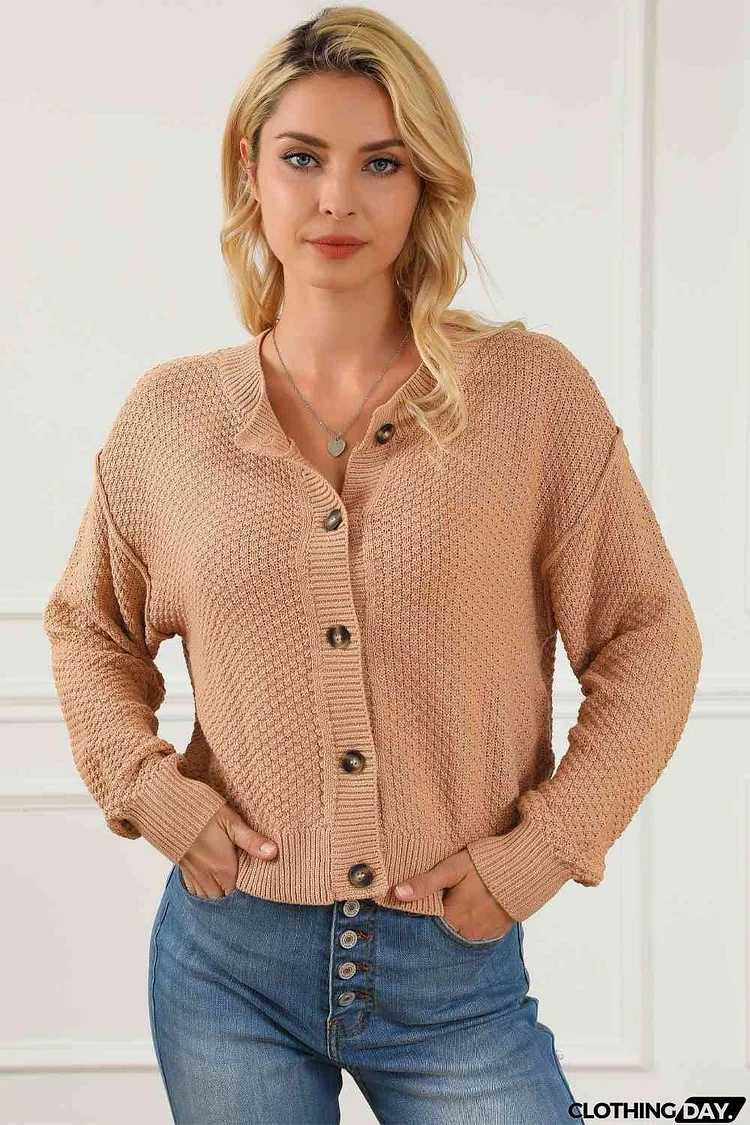 Dropped Shoulder Button Front Cardigan