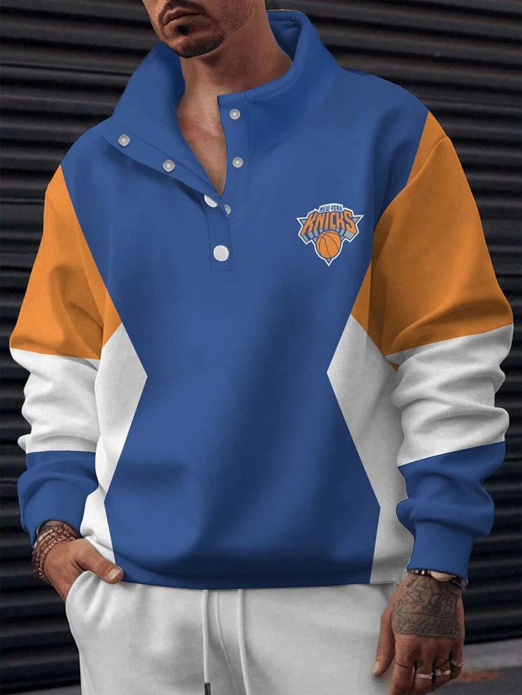 New York Knicks 2025 New Design Casual Snap Mockneck Pullover