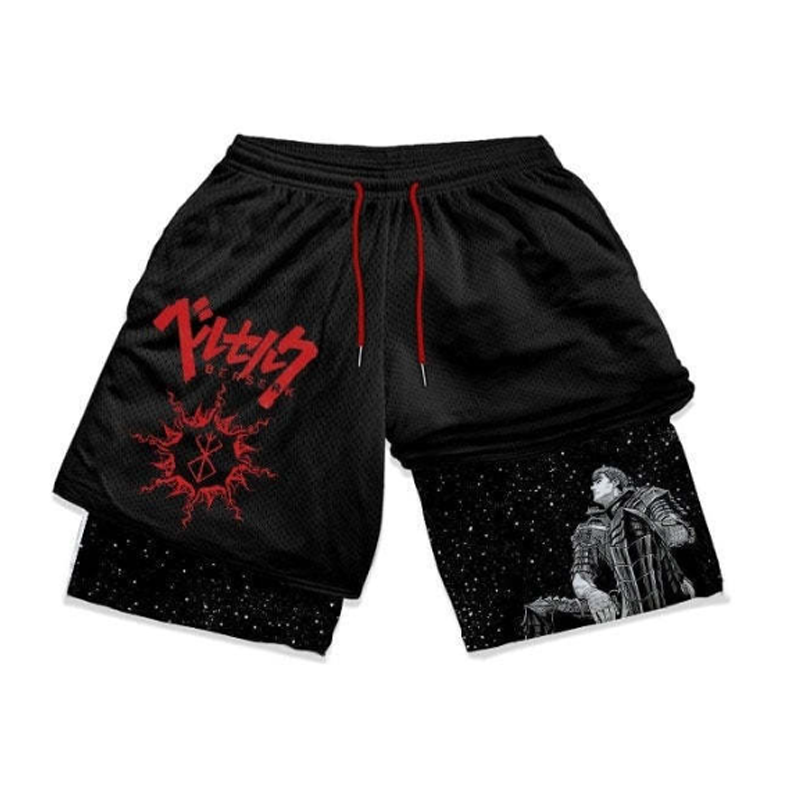 Berserk Black Swordsman Printed Men's Fitness Shorts