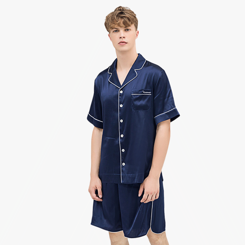 22MOMME Pyjama en soie court classique homme- SOIE PLUS