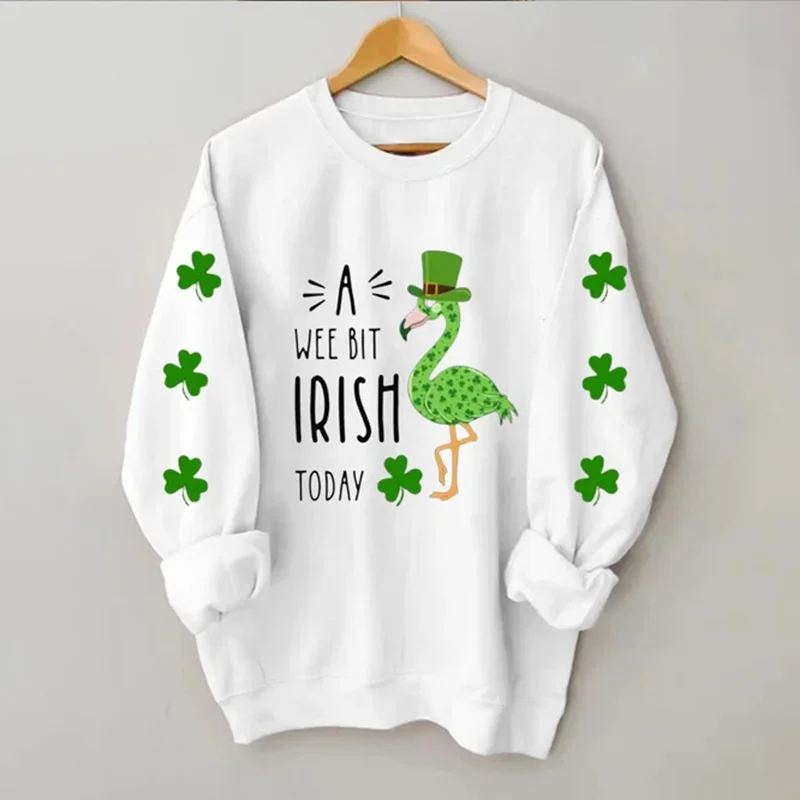 A Wee Bit Irish Today Letters Printed Crewneck Long Sleeve Sweatshirt