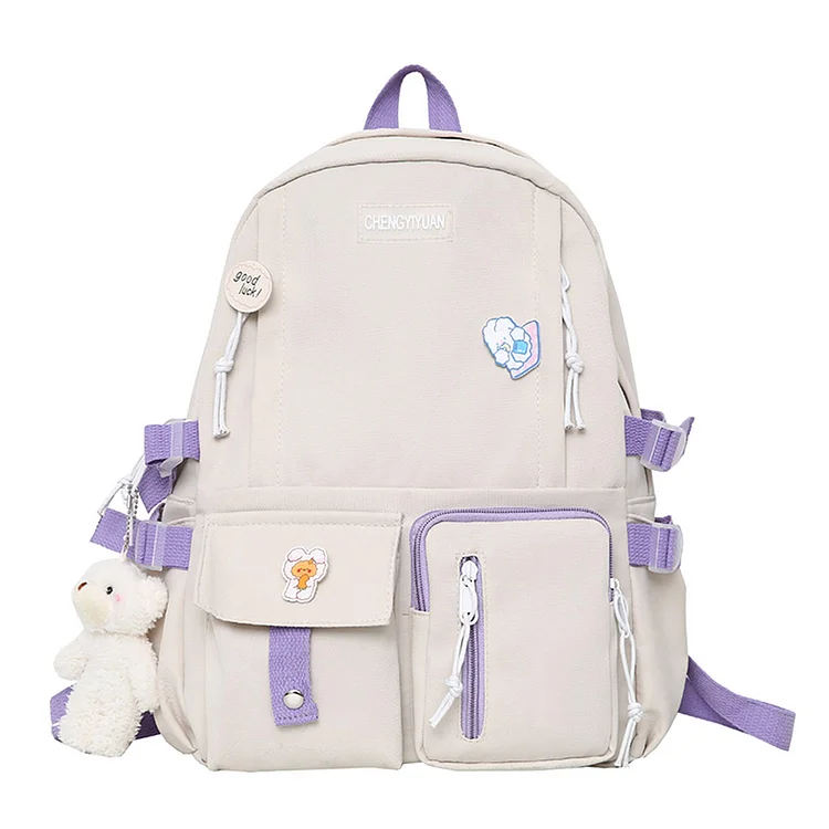 Casual Backpack Fashion School Bags with Medal Pendant Simple for Outdoor Sport-Annaletters
