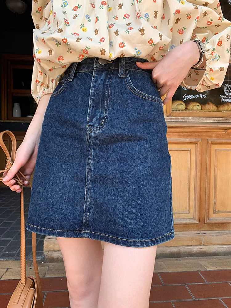 High-waisted A-line Denim Skirt