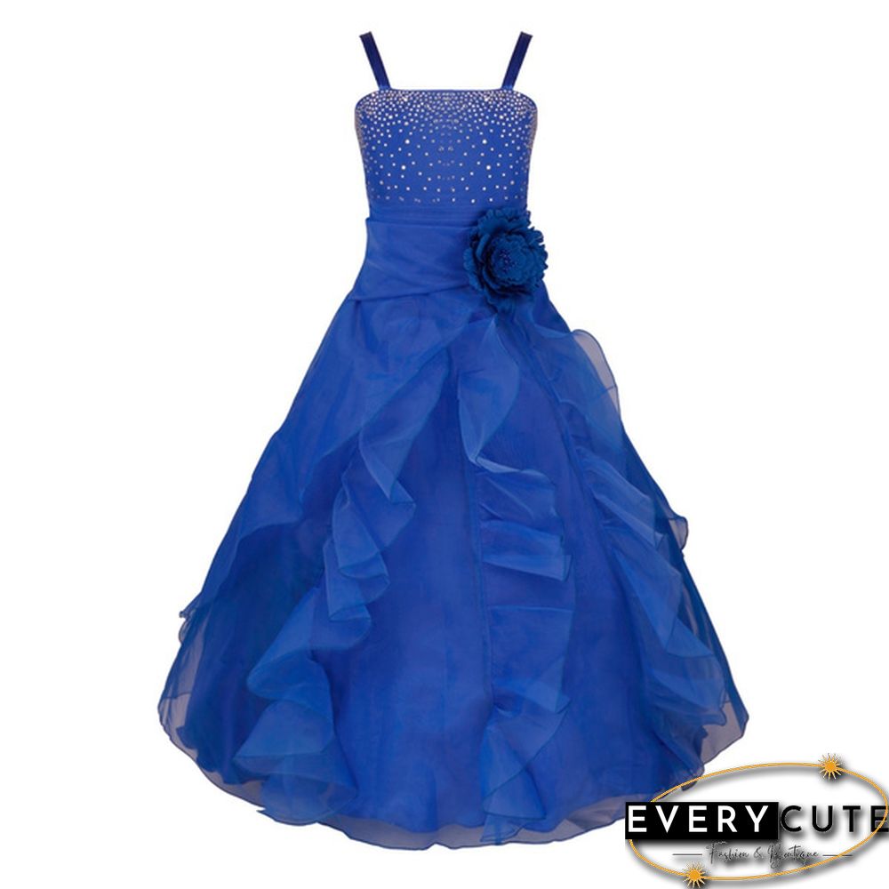 Girls Sleeveless Organza Dress Birthday Wedding Party Princess Prom Dresses