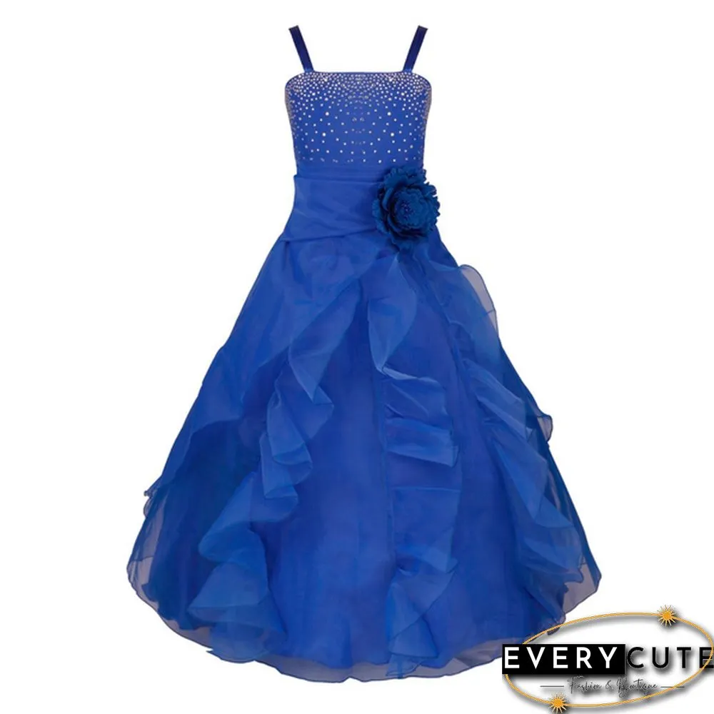 Girls Sleeveless Organza Dress Birthday Wedding Party Princess Prom Dresses