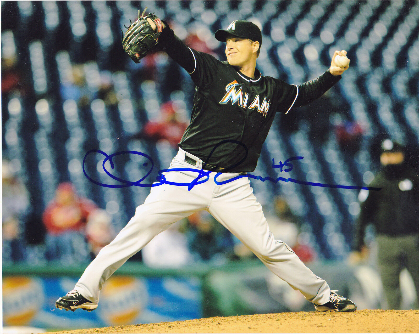 CHRIS NARVESON MIAMI MARLINS ACTION SIGNED 8x10