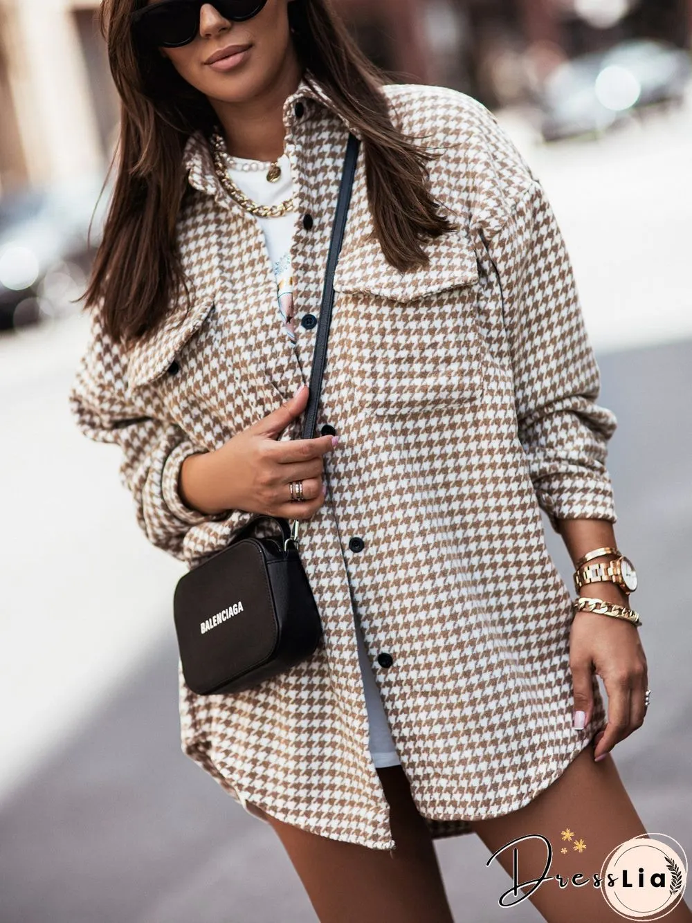 Casual Long Sleeve Double Front Pocket Button Down Shirt