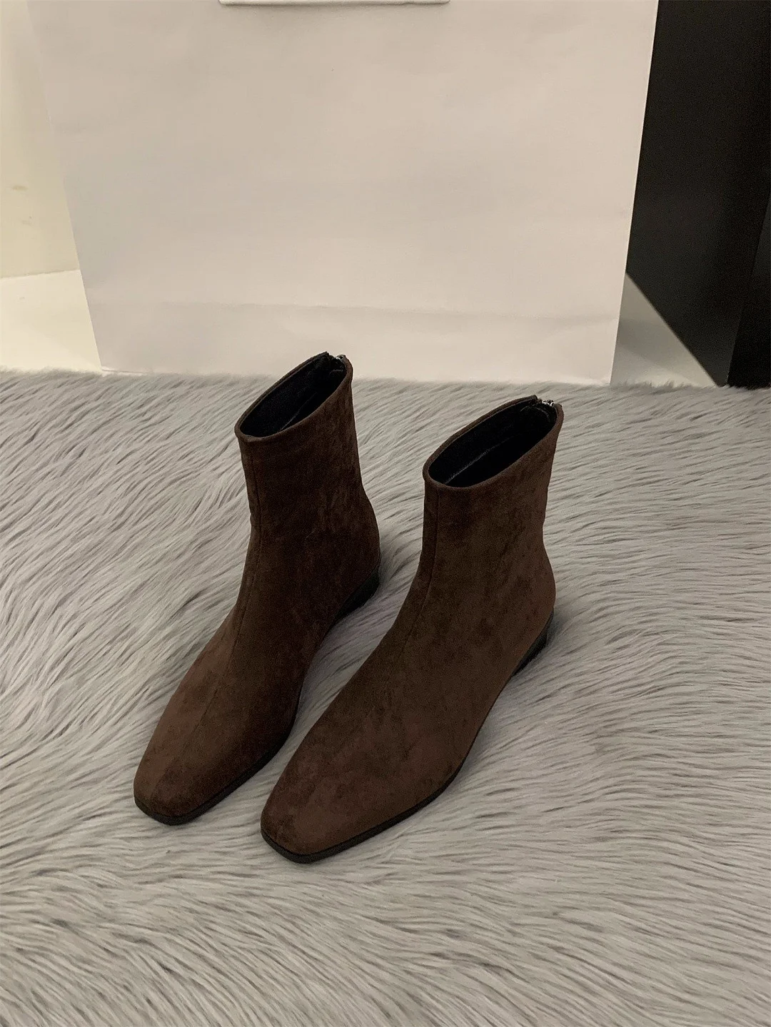 Breakj Breakj Velvet Korean Small Ankle Boots Women's Shoes 2025 New Autumn And Winter Martin Boots Slim Skinny Short Boots