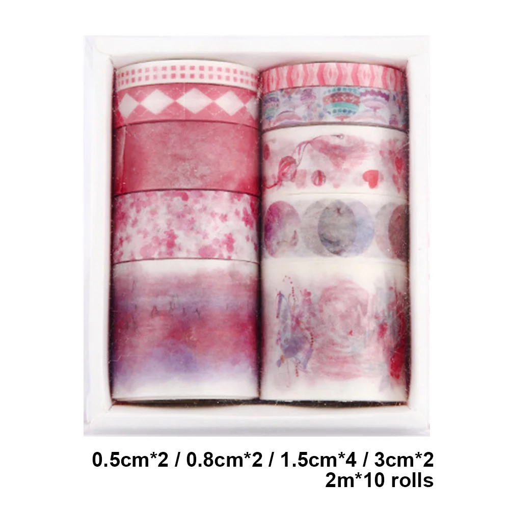 10 Rolls Adhesive Tape Washi Tape Set Color Tape