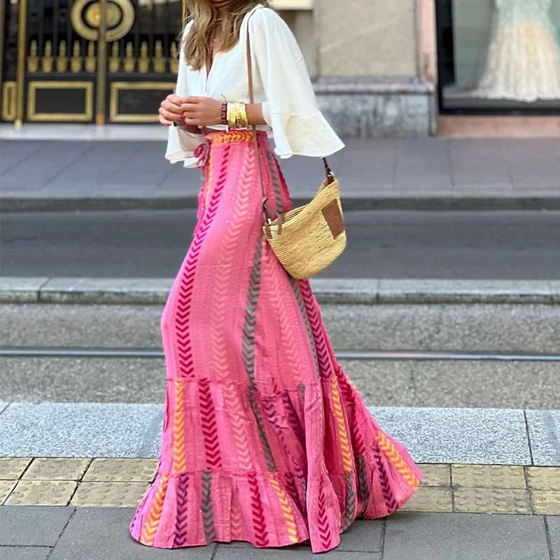 Toloer Toloer Spot Fall 2023 New Ladies Fashion Casual Bohemian Long Skirt-Outfit Ideas