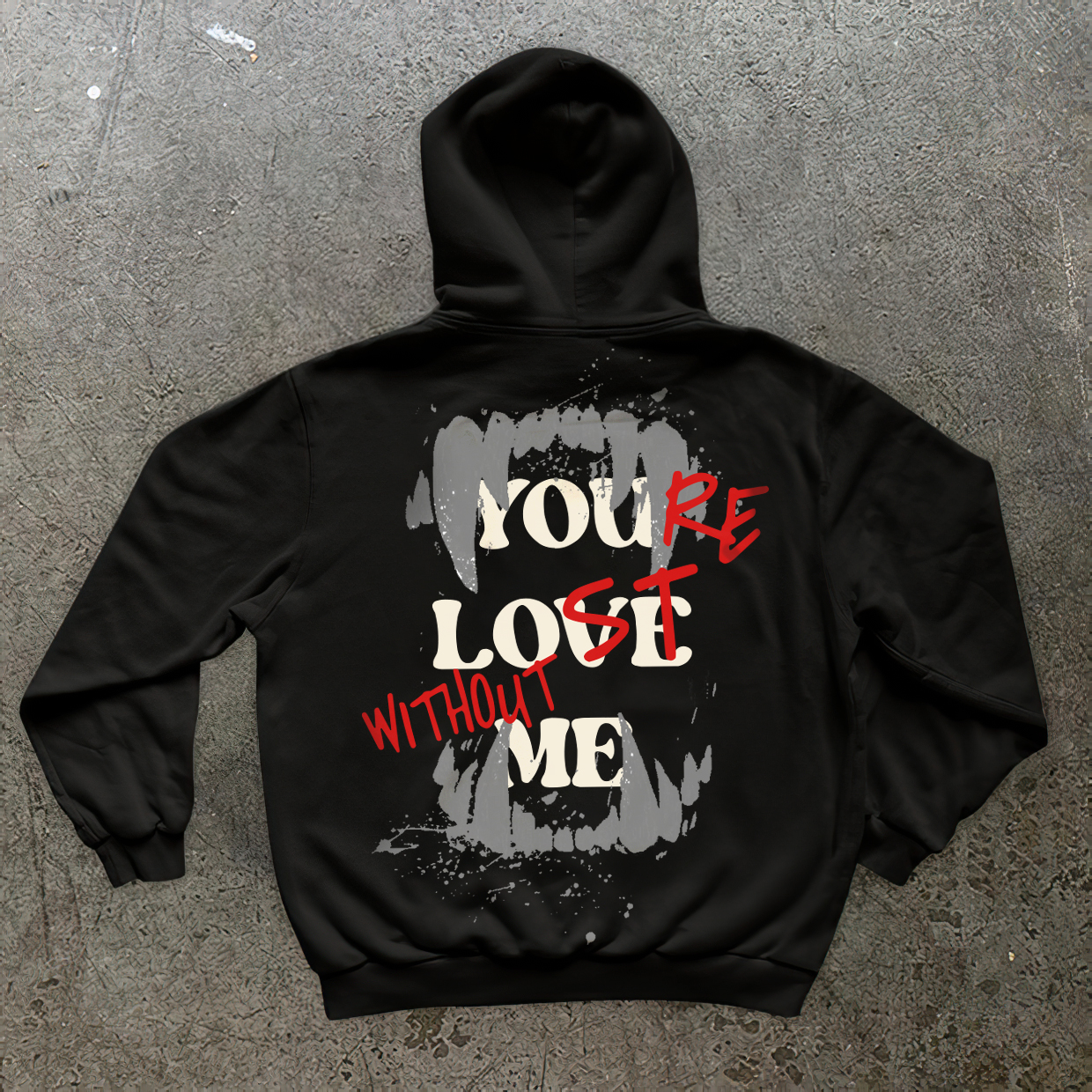 Loveciss®/ Vampire Fang X “You’Re Lost Without Me” Long Sleeve Fleece-Lined Hoodie