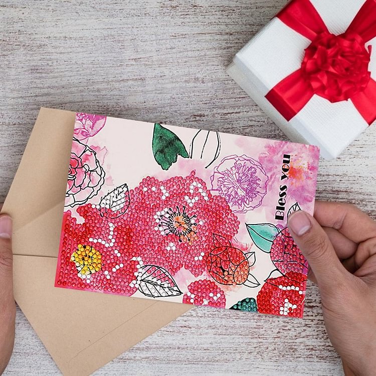 1pc DIY Diamond Painting Flowers Carte de vœux