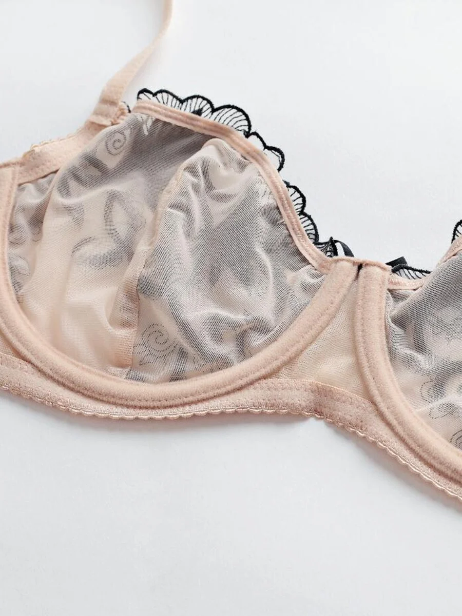 French ultra-thin sexy embroidered women's bra set