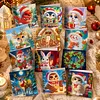 12Pcs Diamond Painting Snowman Animals Greeting Card Set with Envelope