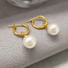 Classic Elegant White Grey Pearl Earrings