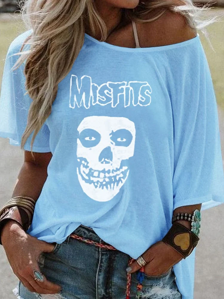 Bestdealfriday Misfits Short Sleeve Scoop Neckline Cotton Blend Shift Holiday Woman's T-Shirts