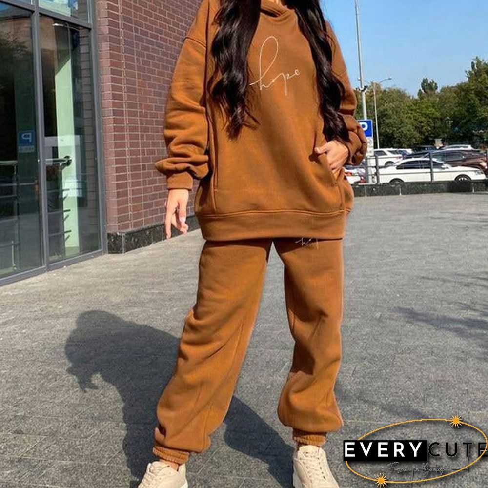 Two Piece Set Casual Fleece Tracksuit Women Winter Women's Sets Oversized Hooded Long Sleeve Hoodie Sport Pants Lady Suit