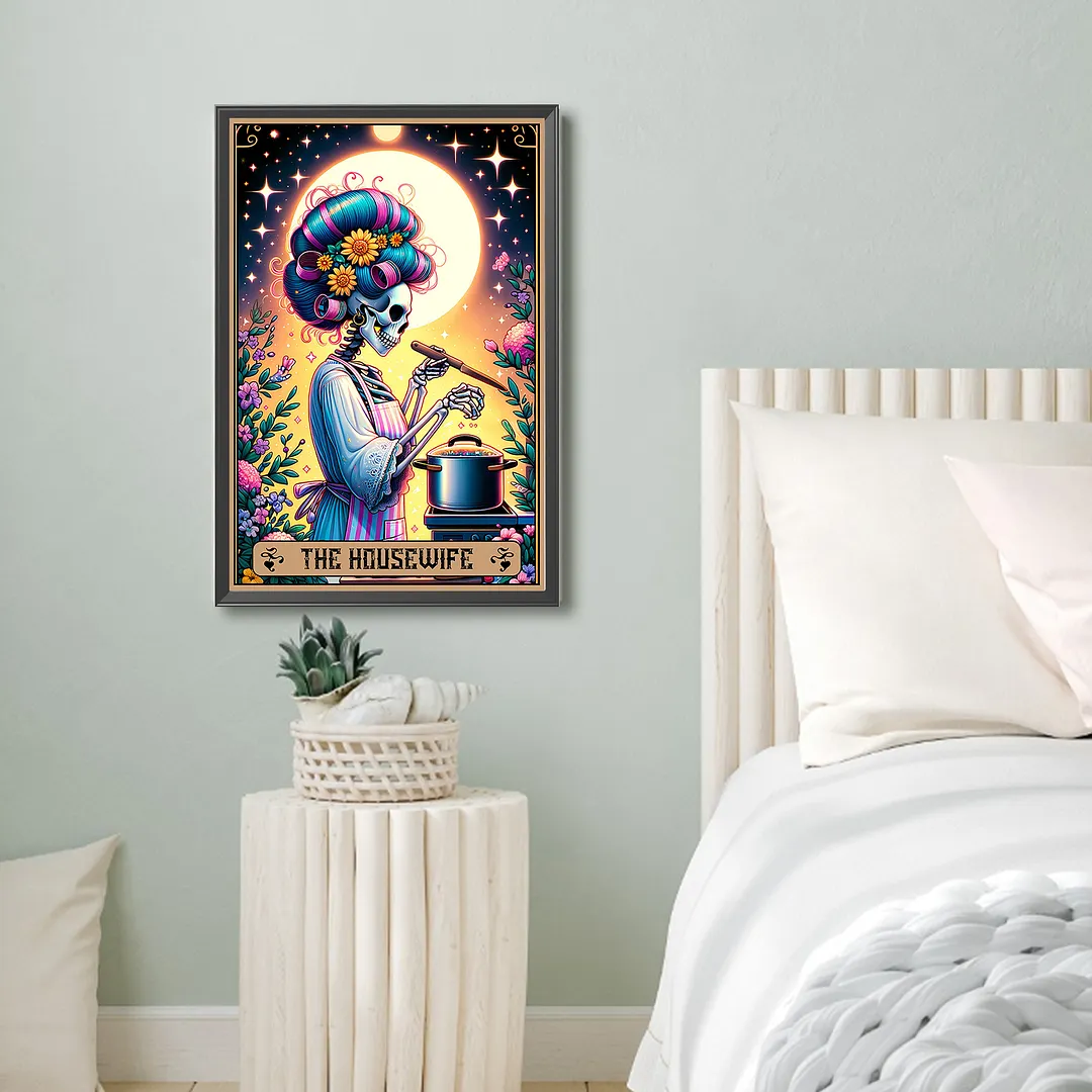 Skull Tarot Cards Full DIY 5D Round Drill Diamond Crystal Rhinestones Painting Kits for Adults/Beginners Gift Idea Home Wall Decor 15.75x23.62inch